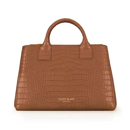 Bella Croco 15" - Dark Brown handle bags on sale