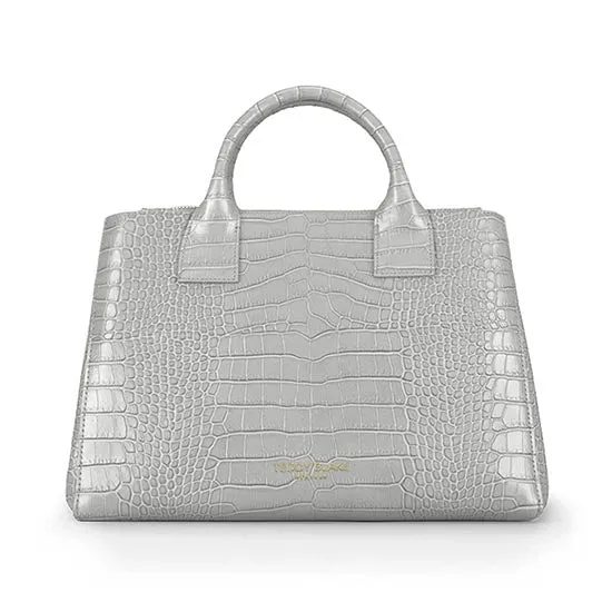 Bella Croco 15" - Light Grey handle bags on sale