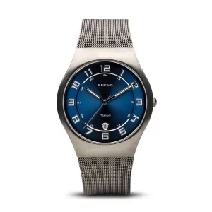 Bering Classic Brushed Grey Silver Mesh Watch 