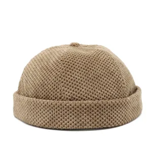 Bering Sailor Knitted Docker Cap stylish boater hat with ribbon on model