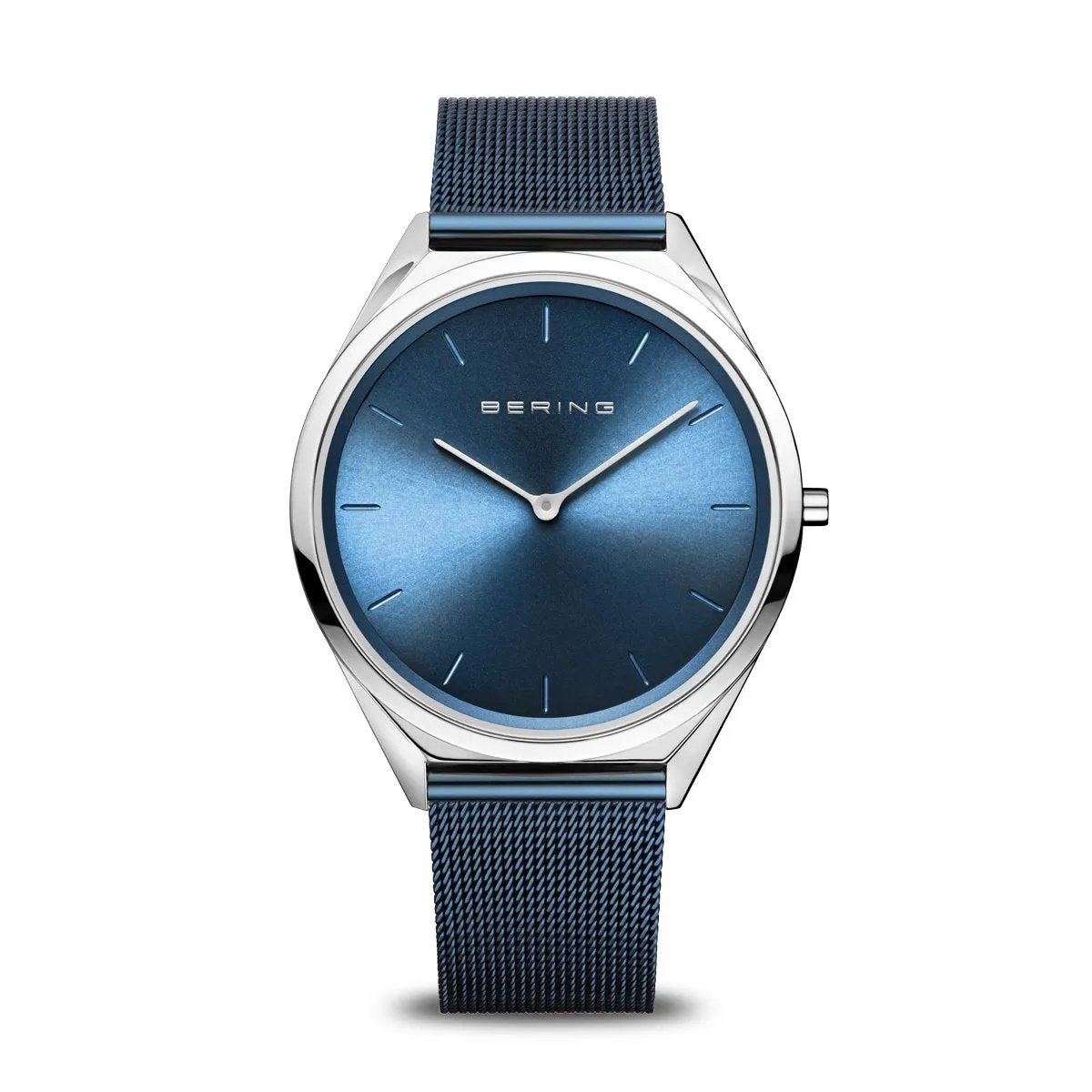 Bering Ultra Slim 39mm Blue Mesh Watch 