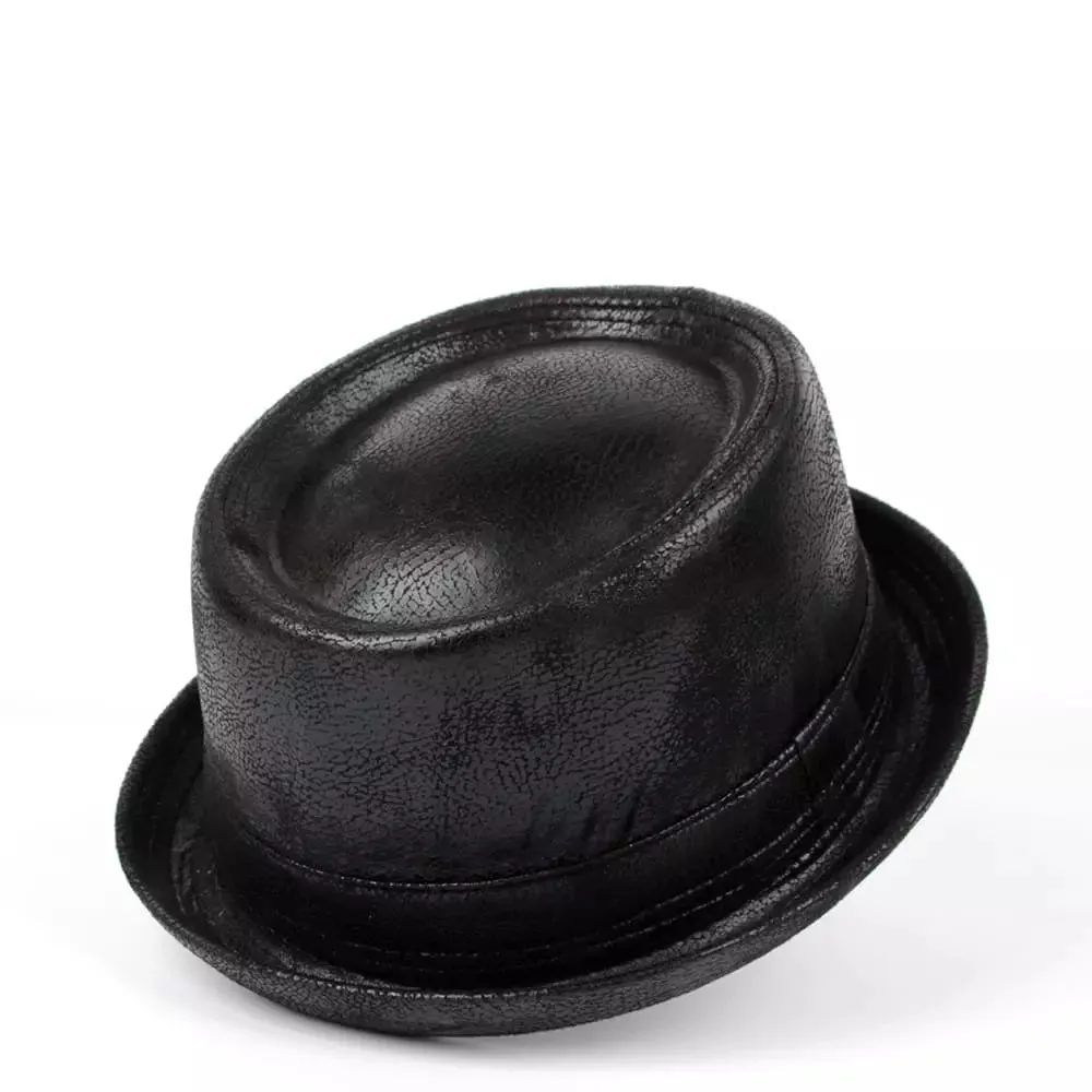 Billie Jazz Leather Porkpie Hat