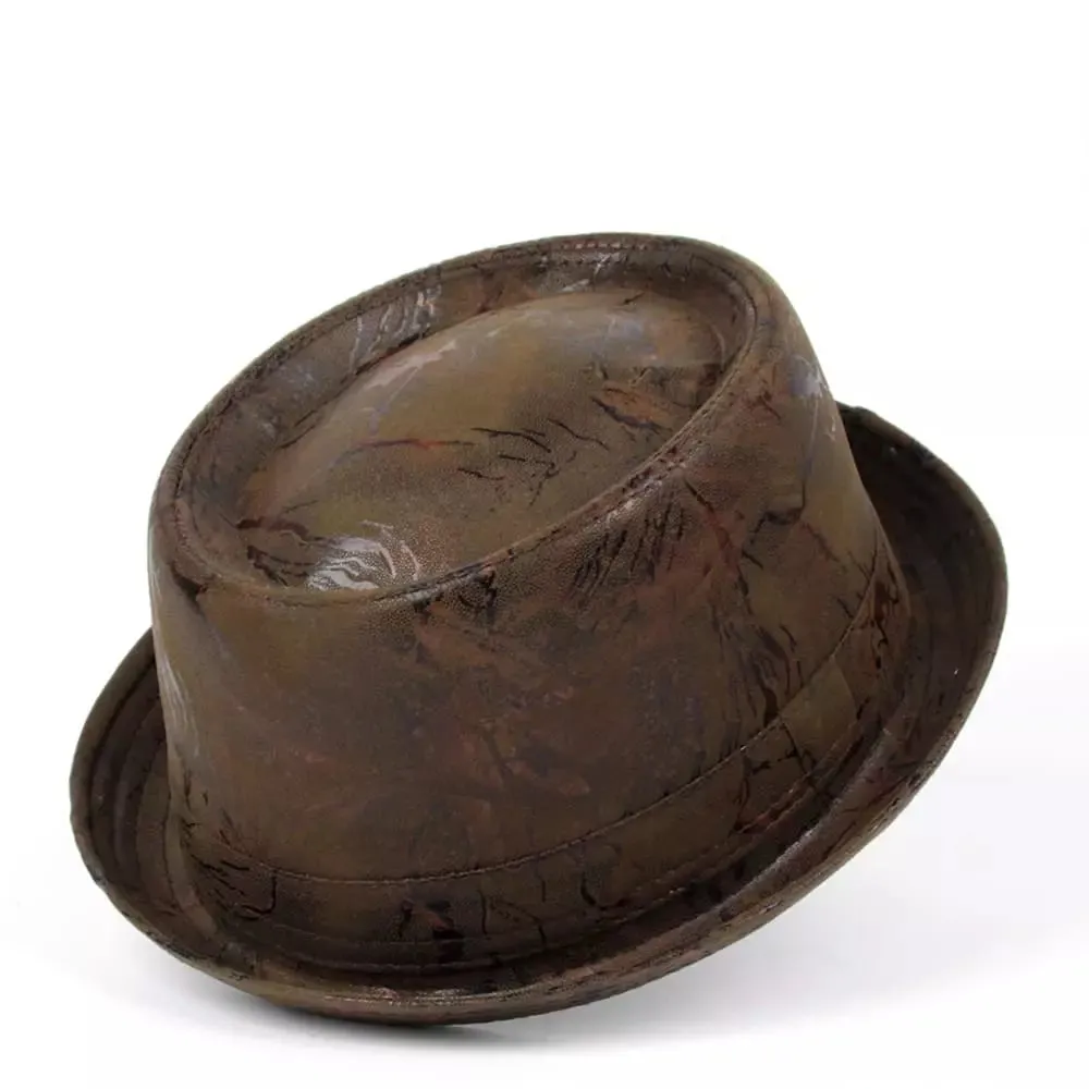 Billie Jazz Leather Porkpie Hat