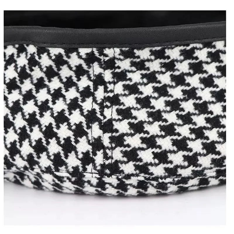 Black & White Houndstooth French Beret
