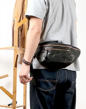 Black Casual Leather Mens Fanny Pack Brown Waist Bag Waist Pack Hip Bag Bum Pack For Men Black