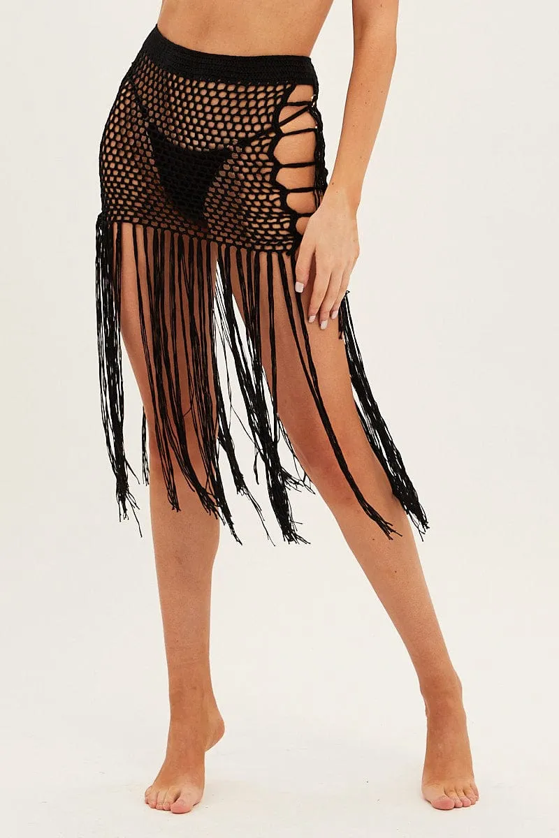 Black Crochet Beach Skirt
