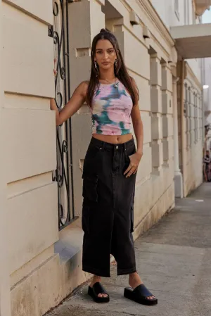 Black Denim Maxi Skirt Cargo,skirt,denim skirt,mini skirt,maxi skirt,jean skirt,skort,tennis skirt,pleated skirt,pencil skirt,bubble skirt,plisse skirt,fitted skirt,midi skirt,short skirt,short mini skirt,leather skirt,a line skirt