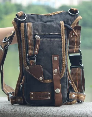 Black Denim Mens Casual Small Belt Bag Fanny Pack Messenger Bag Green Jean Waist Bag DropLeg Bags For Men Black