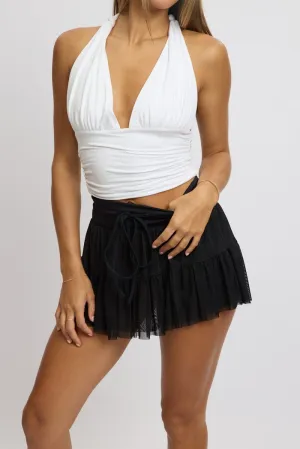 Black Flare Skort Skirt High Rise Mini Mesh Tiered,skirt,denim skirt,mini skirt,maxi skirt,jean skirt,skort,tennis skirt,pleated skirt,pencil skirt,bubble skirt,plisse skirt,fitted skirt,midi skirt,short skirt,short mini skirt,leather skirt,a line skirt