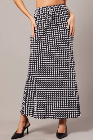 Black Geo Slip Skirt Maxi Drawstring Waist,skirt,denim skirt,mini skirt,maxi skirt,jean skirt,skort,tennis skirt,pleated skirt,pencil skirt,bubble skirt,plisse skirt,fitted skirt,midi skirt,short skirt,short mini skirt,leather skirt,a line skirt