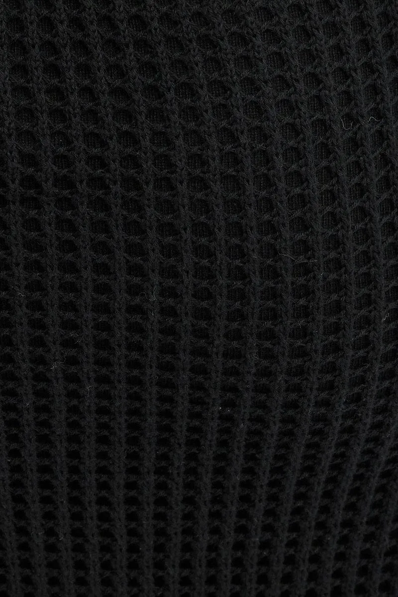 Black Knit Skirt Midi Crochet