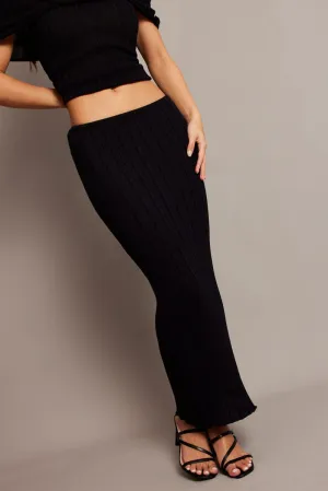 Black Knit Skirt Midi High Rise Relaxed Fit,skirt,denim skirt,mini skirt,maxi skirt,jean skirt,skort,tennis skirt,pleated skirt,pencil skirt,bubble skirt,plisse skirt,fitted skirt,midi skirt,short skirt,short mini skirt,leather skirt,a line skirt