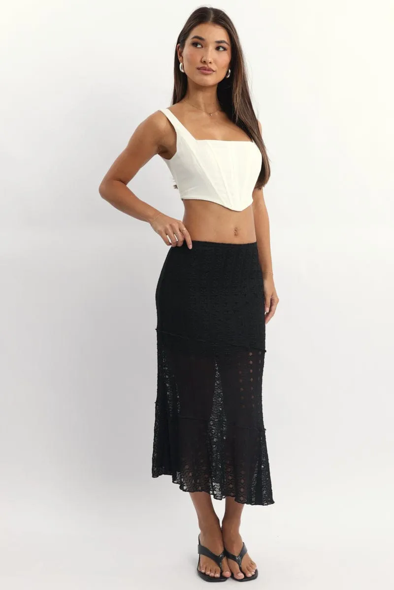 Black Lace Midi Skirt,skirt,denim skirt,mini skirt,maxi skirt,jean skirt,skort,tennis skirt,pleated skirt,pencil skirt,bubble skirt,plisse skirt,fitted skirt,midi skirt,short skirt,short mini skirt,leather skirt,a line skirt
