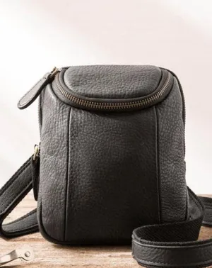 Black Leather Belt Pouch Mens Waist Bag Shoulder Bag for Men Black