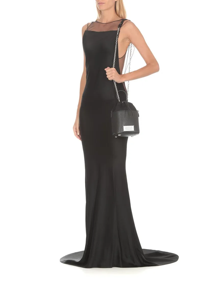 Black Leather Bucket Bag