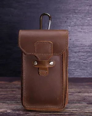 Black Leather Cell Phone Holster Mens Belt Pouches Waist Bags BELT BAGs Belt Holster  For Men Tan