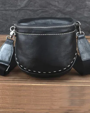 Black MENS LEATHER FANNY PACK Messenger Bag BUMBAG Side Bag WAIST BAGS Belt Pouch For Men Black