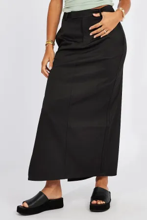 Black Mid Skirt Side Split High Rise,skirt,denim skirt,mini skirt,maxi skirt,jean skirt,skort,tennis skirt,pleated skirt,pencil skirt,bubble skirt,plisse skirt,fitted skirt,midi skirt,short skirt,short mini skirt,leather skirt,a line skirt