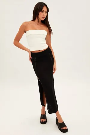 Black Midi Skirt Knit Front Split,skirt,denim skirt,mini skirt,maxi skirt,jean skirt,skort,tennis skirt,pleated skirt,pencil skirt,bubble skirt,plisse skirt,fitted skirt,midi skirt,short skirt,short mini skirt,leather skirt,a line skirt