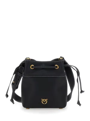 Black Mini Bucket Bag With Metallic Love Birds Logo stylish bucket bags