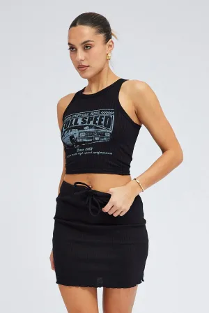 Black Rib Tie Waist Mini Skirt,skirt,denim skirt,mini skirt,maxi skirt,jean skirt,skort,tennis skirt,pleated skirt,pencil skirt,bubble skirt,plisse skirt,fitted skirt,midi skirt,short skirt,short mini skirt,leather skirt,a line skirt,Split skirt