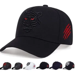 Black Tiger Cotton Baseball Cap stylish boater hat with ribbon on model