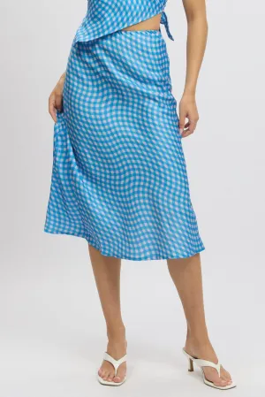 Blue Check Slip Skirt High Rise Elasticated Waistband Midaxi,skirt,denim skirt,mini skirt,maxi skirt,jean skirt,skort,tennis skirt,pleated skirt,pencil skirt,bubble skirt,plisse skirt,fitted skirt,midi skirt,short skirt,short mini skirt,leather skirt,a lin