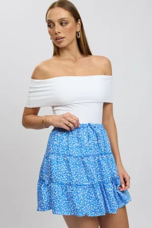 Blue Ditsy Skater Skirt High Rise Tiered Mini Lined,skirt,denim skirt,mini skirt,maxi skirt,jean skirt,skort,tennis skirt,pleated skirt,pencil skirt,bubble skirt,plisse skirt,fitted skirt,midi skirt,short skirt,short mini skirt,leather skirt,a line skirt,S