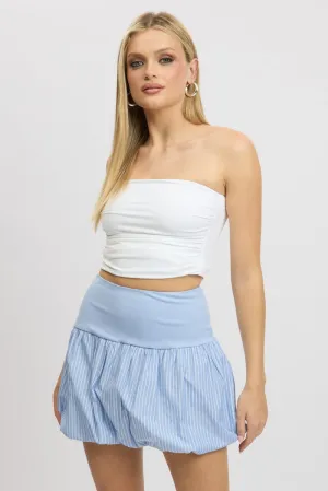 Blue Stripe Bubble Skirt High Rise Rib Waist Mini Balloon,skirt,denim skirt,mini skirt,maxi skirt,jean skirt,skort,tennis skirt,pleated skirt,pencil skirt,bubble skirt,plisse skirt,fitted skirt,midi skirt,short skirt,short mini skirt,leather skirt,a line s