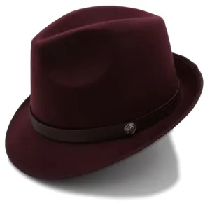 Bourne Classic Wool Trilby Hat stylish boater hat with ribbon on model