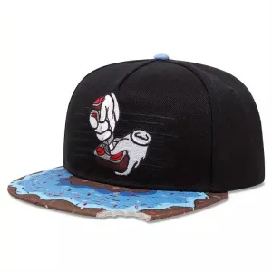 Breaking Joysticks Snapback Cap boater hat with bow in beach sunlight