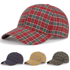 Bretagne Plaid Baseball Cap boater hat with bow in beach sunlight