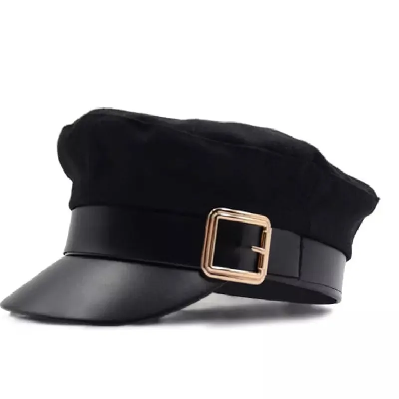 Bristol Black Cotton Sailor Cap boater hat with bow in beach sunlight