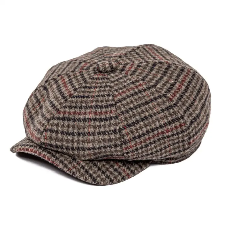 Brixton British Wool Newsboy Cap stylish boater hat with ribbon on model