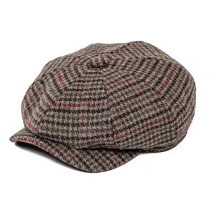Brixton British Wool Newsboy Cap stylish boater hat with ribbon on model