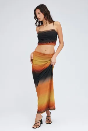Brown Abstract Maxi Skirt Pencil High Rise Mesh,skirt,denim skirt,mini skirt,maxi skirt,jean skirt,skort,tennis skirt,pleated skirt,pencil skirt,bubble skirt,plisse skirt,fitted skirt,midi skirt,short skirt,short mini skirt,leather skirt,a line skirt,Split