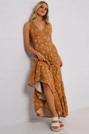 Brown Abstract Maxi Skirt Tiered,skirt,denim skirt,mini skirt,maxi skirt,jean skirt,skort,tennis skirt,pleated skirt,pencil skirt,bubble skirt,plisse skirt,fitted skirt,midi skirt,short skirt,short mini skirt,leather skirt,a line skirt