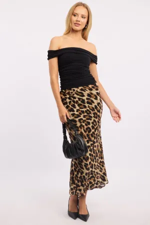 Brown Animal Print Slip Skirt High Rise Elastic Waist Maxi,skirt,denim skirt,mini skirt,maxi skirt,jean skirt,skort,tennis skirt,pleated skirt,pencil skirt,bubble skirt,plisse skirt,fitted skirt,midi skirt,short skirt,short mini skirt,leather skirt,a line 