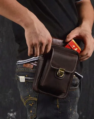 Brown Leather Cigarette Bag Holster Waist Pouches Waist Bag Belt Pouch Belt Bag For Men Brown