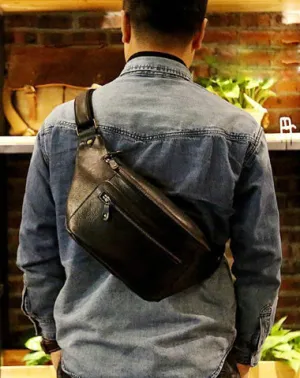 Brown LEATHER MENS FANNY PACK FOR MEN BUMBAG Black WAIST BAGS FOR MEN Dark Brown