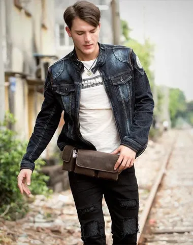 Brown Leather Mens Fanny Pack Waist Bag Hip Pack Light Brown Belt Bag Bumbag for Men Coffee