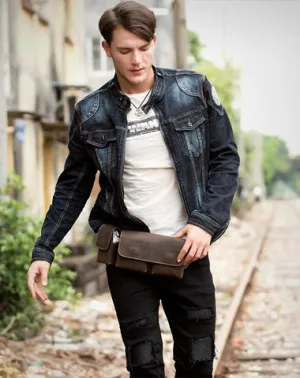Brown Leather Mens Fanny Pack Waist Bag Hip Pack Light Brown Belt Bag Bumbag for Men Coffee