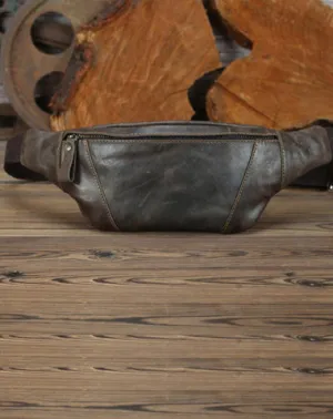 Brown MENS LEATHER FANNY PACK Coffee BUMBAG Vintage WAIST BAGS for Men Brown