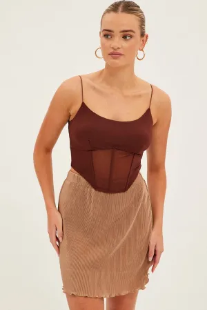 Brown Plisse Mini Skirt,skirt,denim skirt,mini skirt,maxi skirt,jean skirt,skort,tennis skirt,pleated skirt,pencil skirt,bubble skirt,plisse skirt,fitted skirt,midi skirt,short skirt,short mini skirt,leather skirt,a line skirt,Split skirt