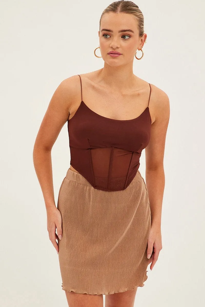 Brown Plisse Mini Skirt,skirt,denim skirt,mini skirt,maxi skirt,jean skirt,skort,tennis skirt,pleated skirt,pencil skirt,bubble skirt,plisse skirt,fitted skirt,midi skirt,short skirt,short mini skirt,leather skirt,a line skirt,Split skirt