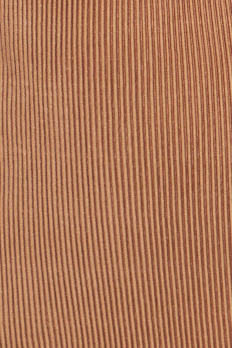 Brown Plisse Mini Skirt
