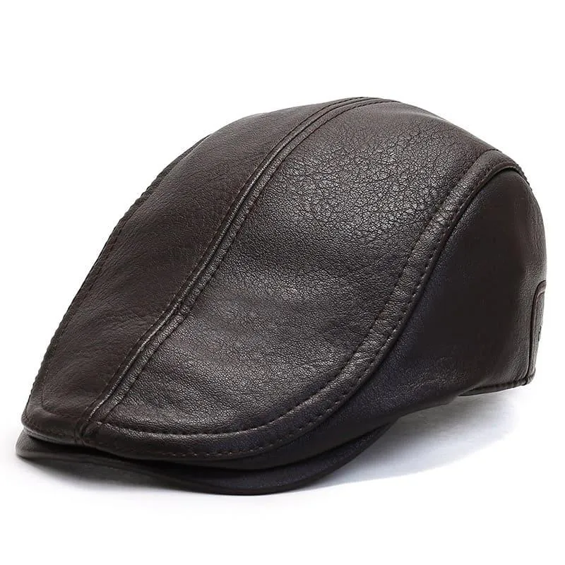 Bruk Vintage Leather Flat Cap