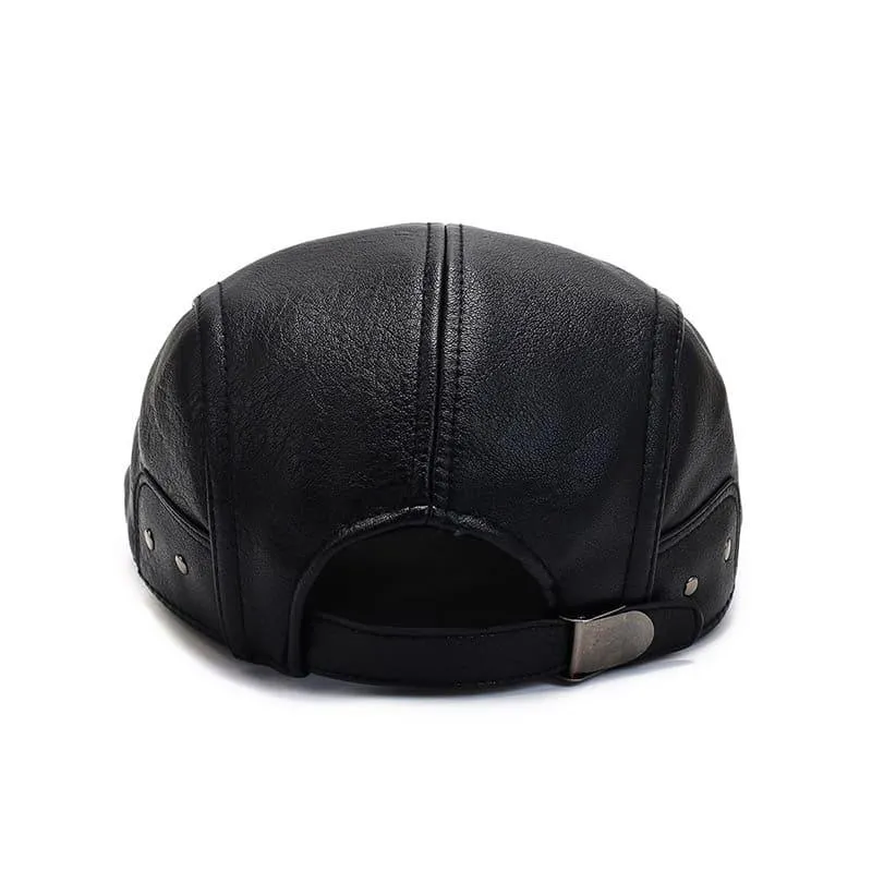 Bruk Vintage Leather Flat Cap