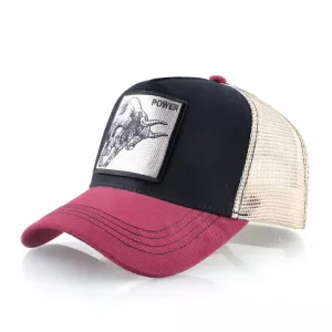 Bull Power Animals Trucker Cap stylish boater hat with ribbon on model