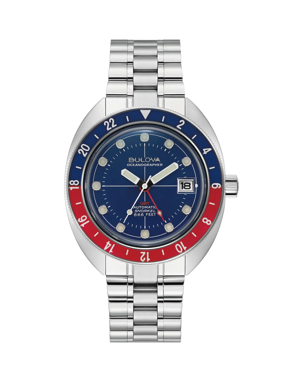 Bulova Automatic Oceanographer Devil Diver Stainless Steel Blue Dial Watch 96B405 
